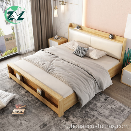 Деревянная кровать для хранения с подъемным механизмом для кровати с оттоманкой
